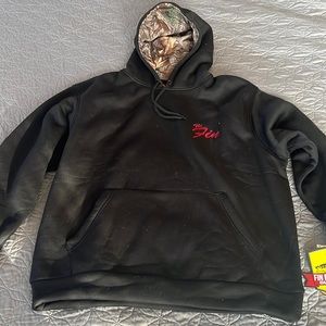 FunFeatherFur Outfitters Black Camo Hoodie Large
